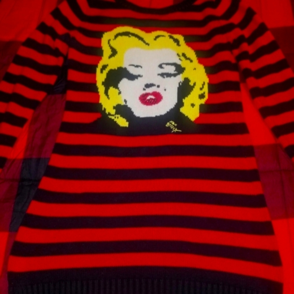 Betsey Johnson MARILYN MONROE Striped Sweater Tunic Dress